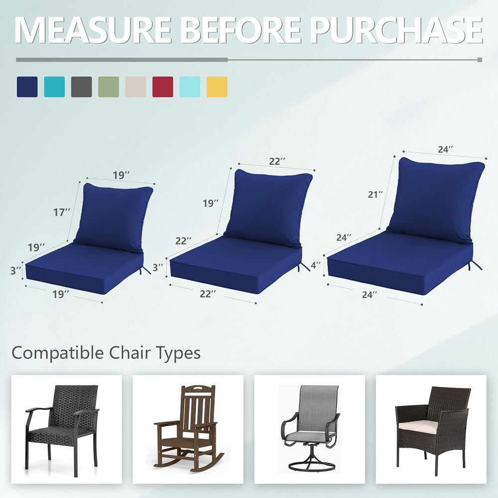 19x19 Inch Patio Chair Cushions Set of 2, Outdoor Furniture Cushions - Remova...