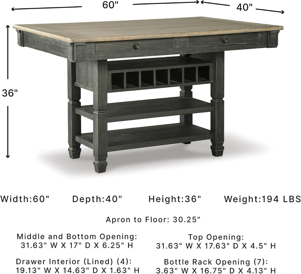 Signature Design by Ashley Counter Height Table with Storage, Farmhouse