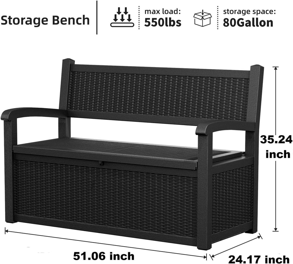 PatioZen 80 Gallon Outdoor Storage Bench Deck Box Waterproof Lockable,Outdoor...