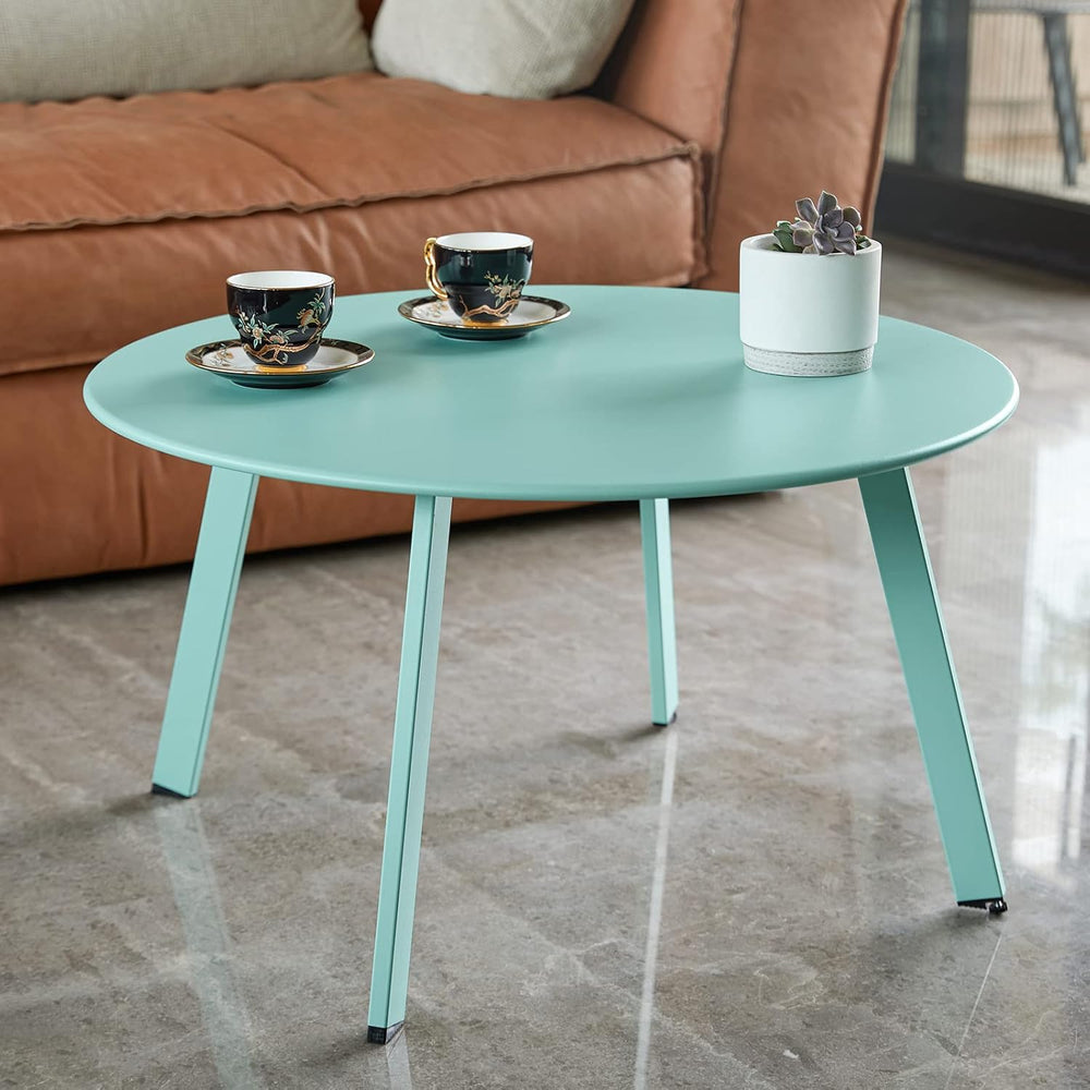 Patio Coffee Table - Metal Steel Outdoor Round Table Weather Resistant Anti-R...