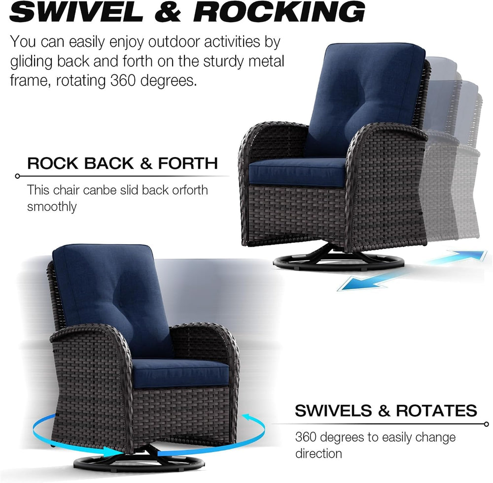Joyside Patio Swivel Rocker Wicker Chairs - Outdoor Swivel Rocking Chairs Set...