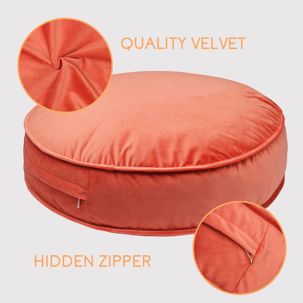 Velvet Floor Pillows Round Chair Cushion Couch Throw Pillow Soft Pouf Seat Ma...