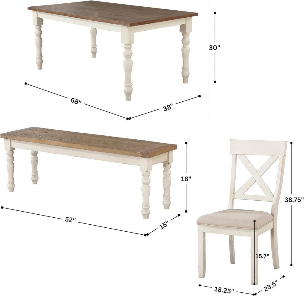 Roundhill Furniture Prato 6-Piece Dining Set, Dining Table with 4 Cross Back ...