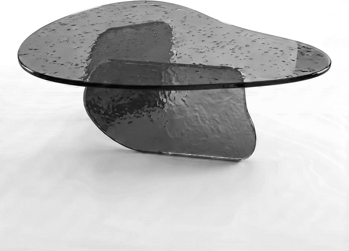 Thermally Fused Tempered Glass Coffee Table, Modern Clear Coffee Tables for Living Room, Small Tempered Glass Table Sofa End Tables, Grey