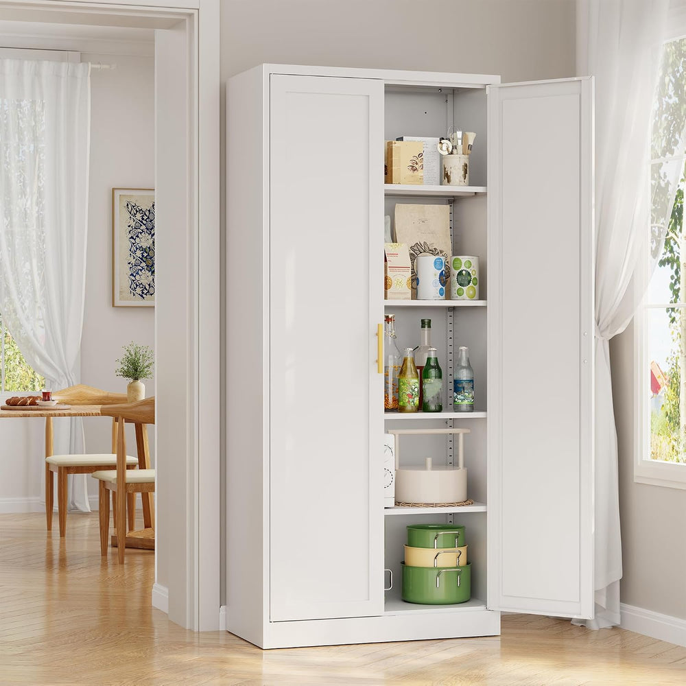 Metal Pantry Cabinet, 71"H x 28"W x 14"D Pantry Cabinets with ...
