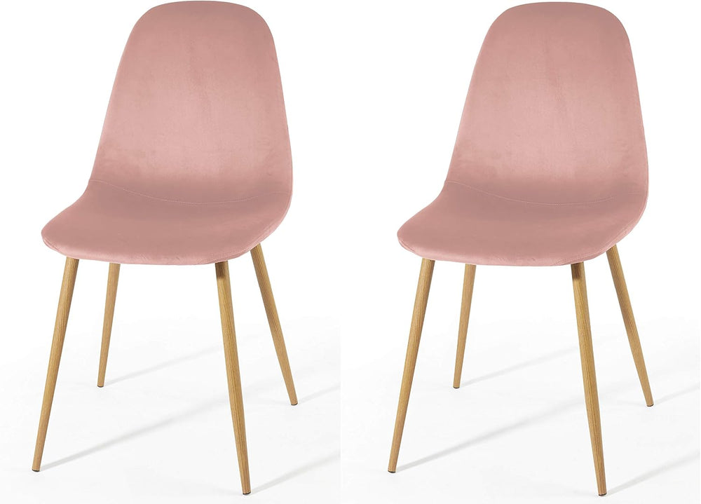 Urban Lifestyle Velvet Dining Chairs, Set of 2, Blush