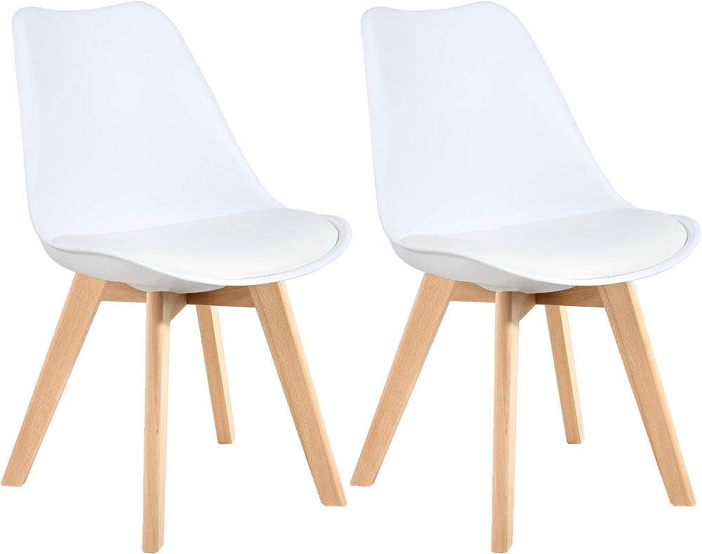 LSSBOUGHT Mid Century Modern Dining Chairs,Shell Lounge Plastic Side Chair wi...