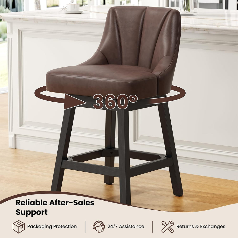 Swivel Bar Stool, 26" Upholstered Counter Height Barstools
