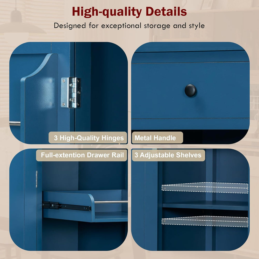 Merax 74.8'' Tall Kitchen Pantry Storage Cabinet with 6 Doors, 3 Draw...