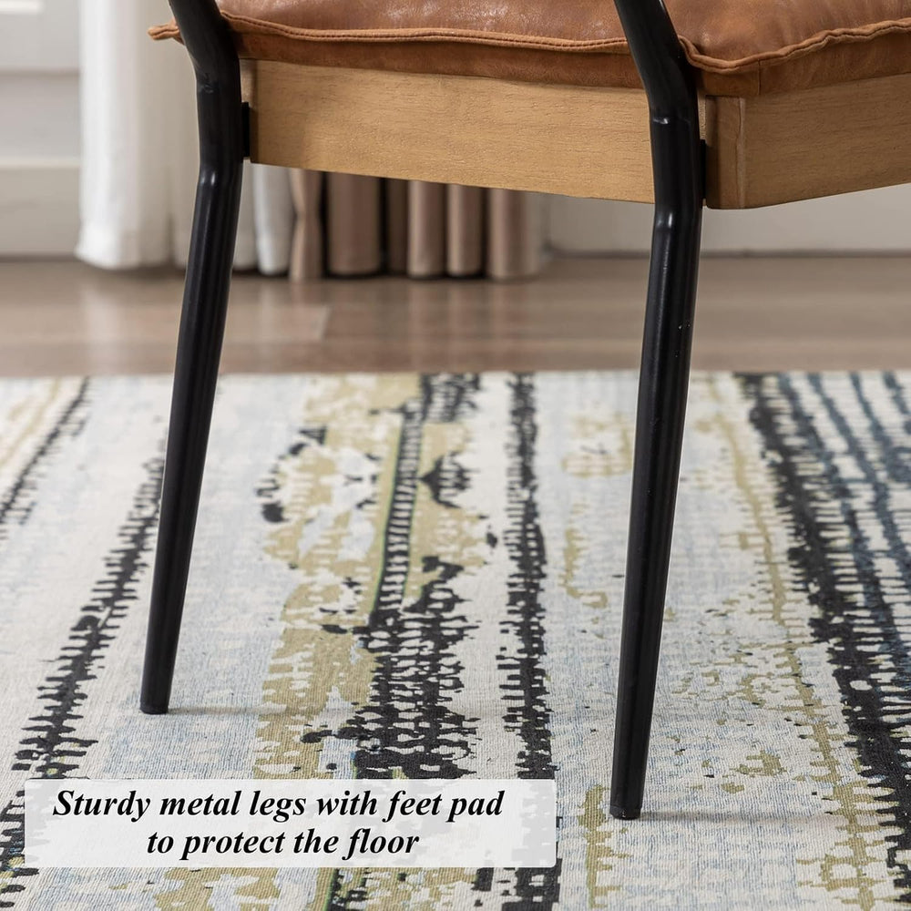 DUOMAY Modern Rectangle Ottoman Bench with Arms and Metal Legs, Mid Century P...