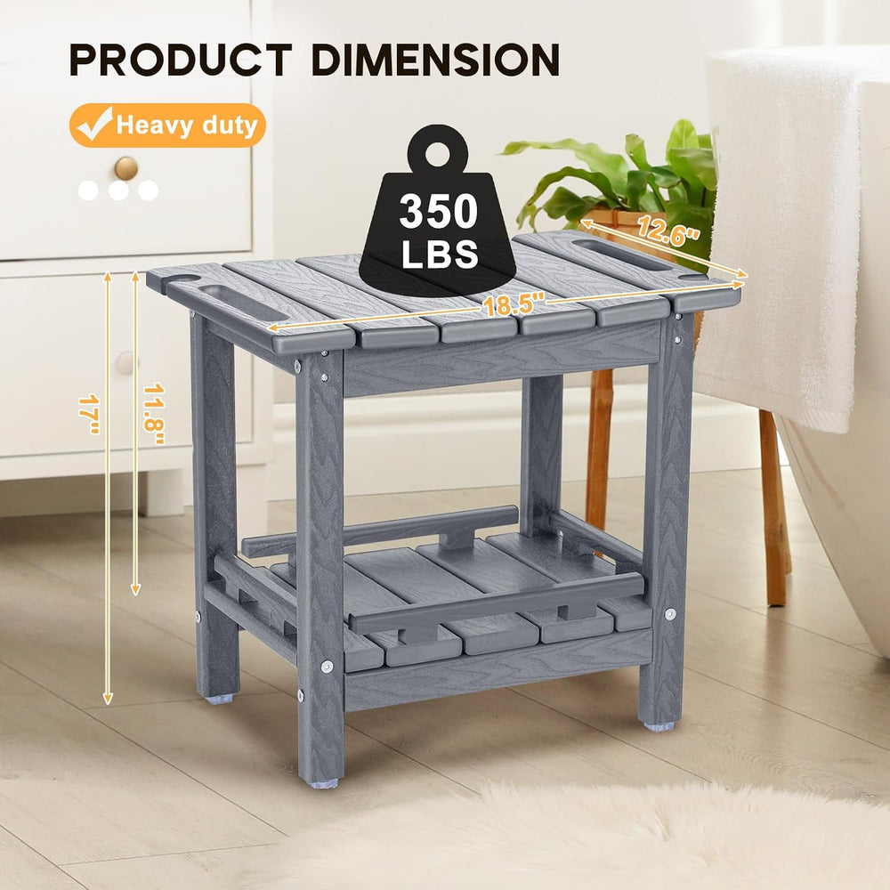 NALONE Shower Bench, HDPE Shower Stool for Shaving Legs with Handle (Grey)