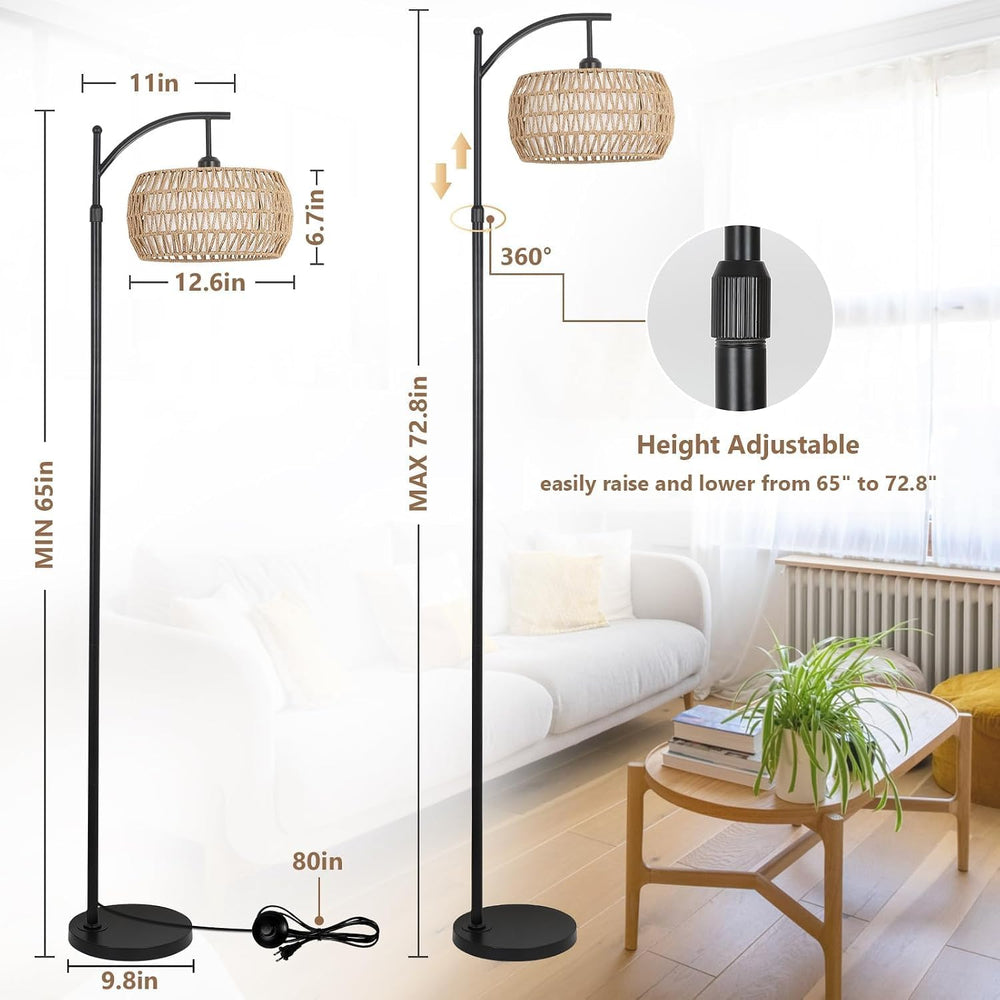eyassi Arc Floor Lamp with 3 Color Temperatures, LED Gold Floor Lamp with Rem...