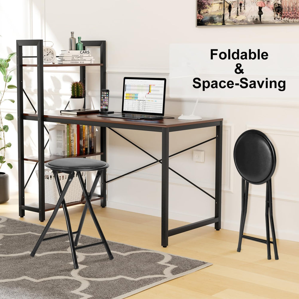 FurnitureR Folding Stool, Backless 18-Inch Stool Chair Collapsible Padded Rou...