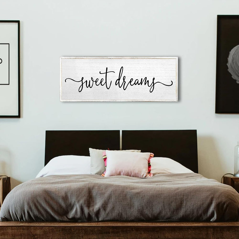 TQianJiang Sweet Dreams Wall Decor Above Bed Sign, White, 40''×15'...