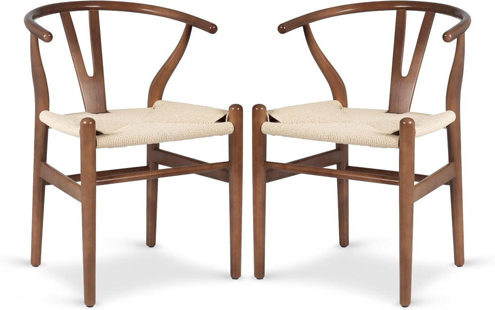 Poly & BARK Weave Dining Chairs – Mid-Century Modern Wishbone Dining Chai...