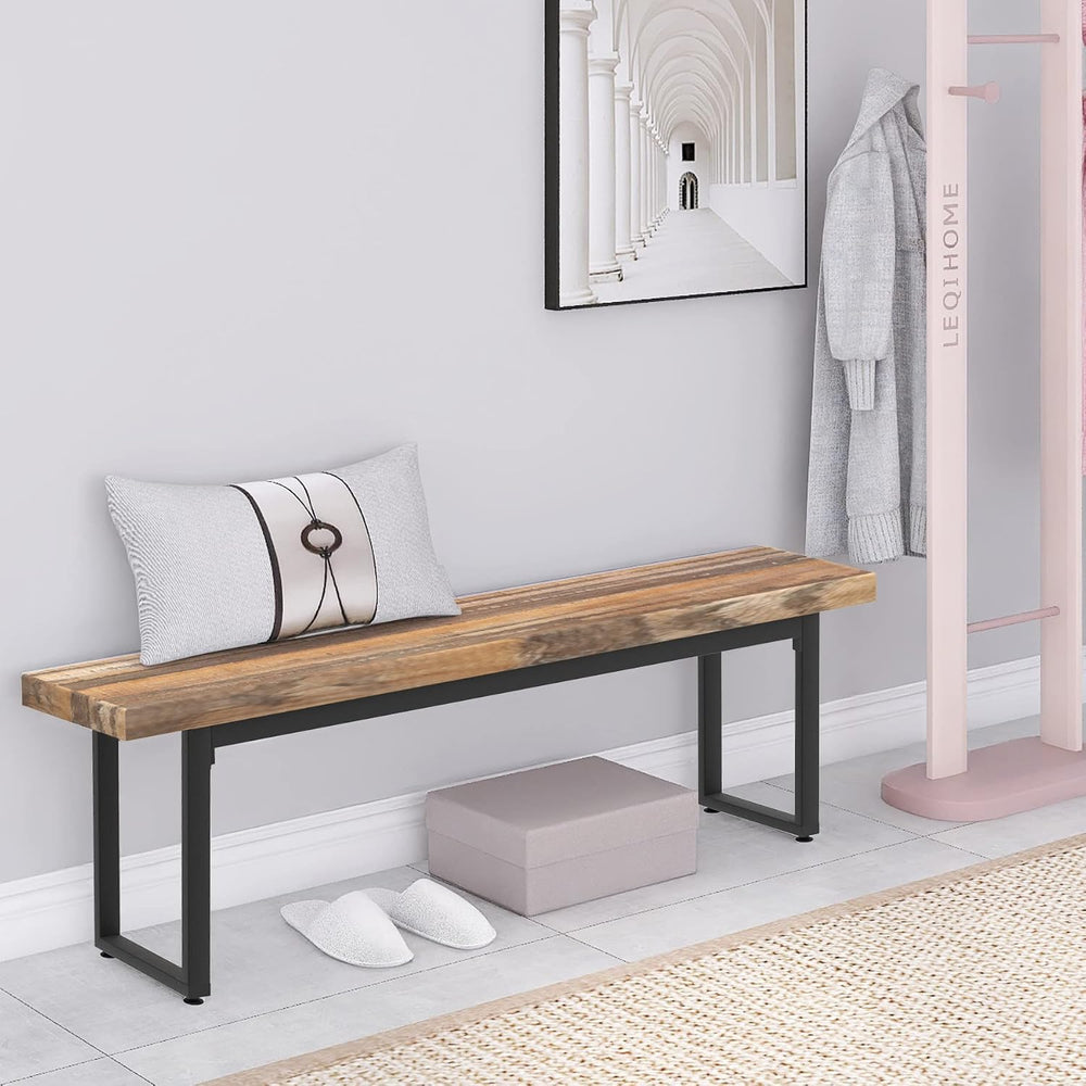 59" Farmhouse Dining Bench Pair 2, Wooden Bench Seat Kitchen Table, Brow...