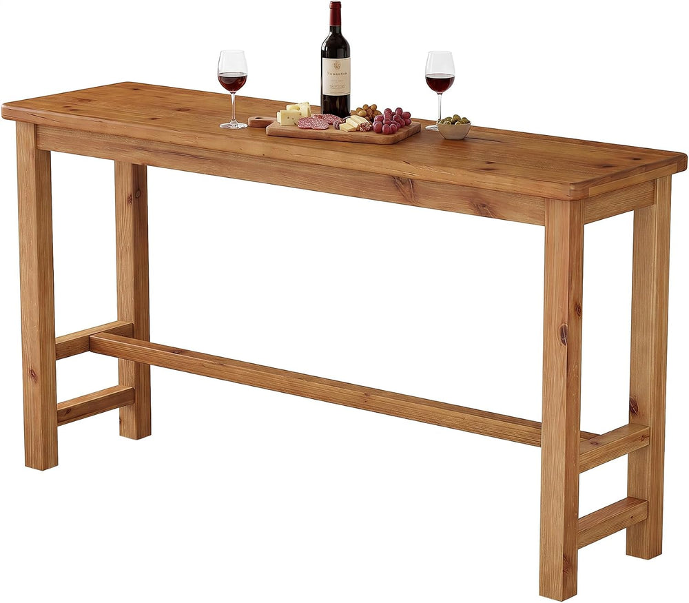 Tribesigns 63" Solid Wood Bar Table, Rectangular Counter Height Pub Table