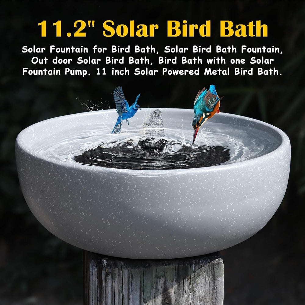 11.2" Solar Bird Bath Fountain for Outdoors,Bird Bath for Outside