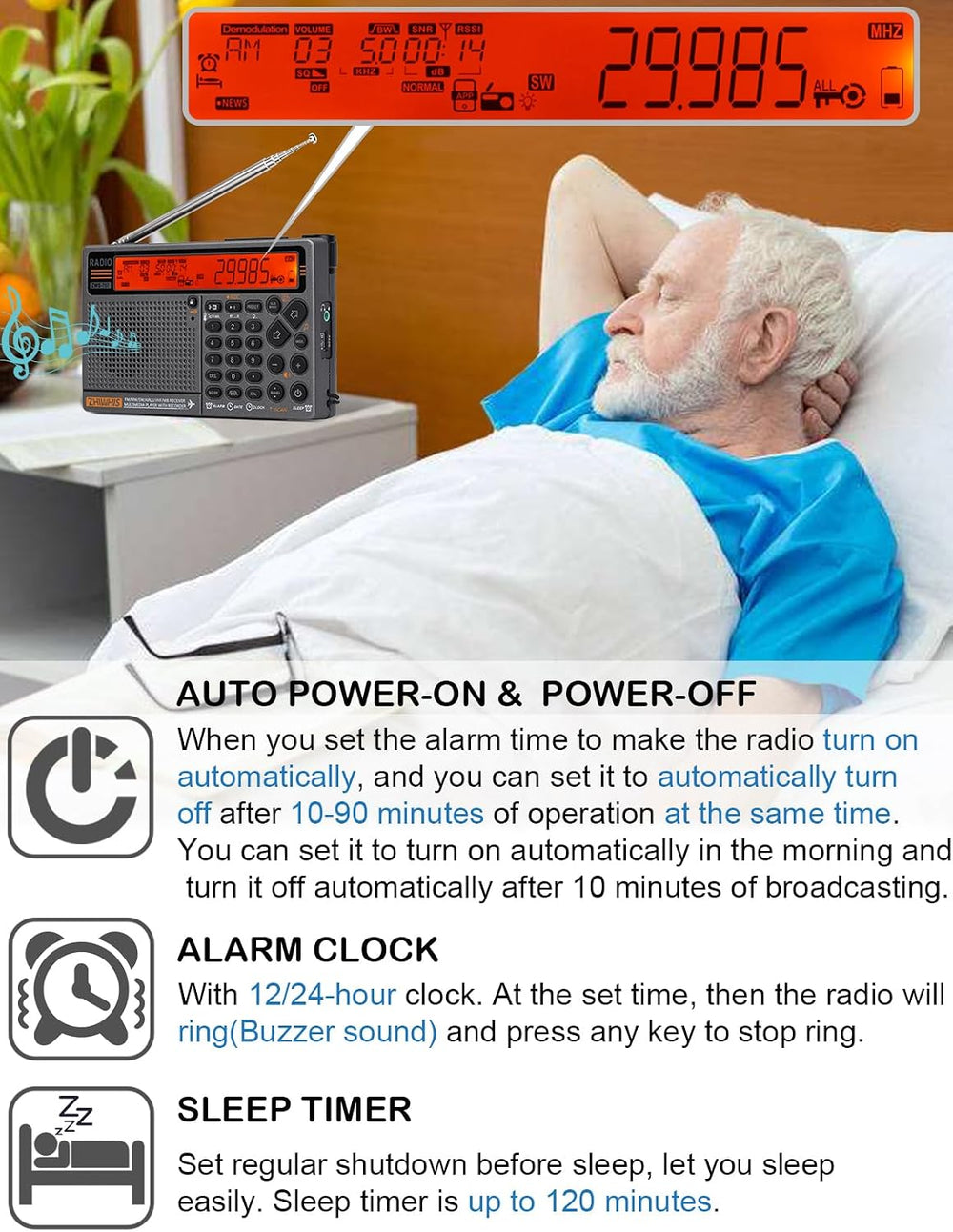 ZHIWHIS Shortwave Radio with APP Control and Antenna Port, AIR AM FM SW UHF V...