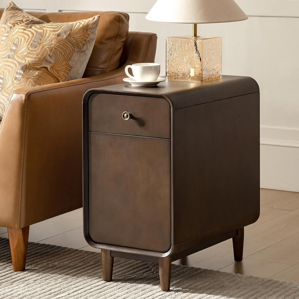 HULALA HOME Narrow End Table with Adjustable Shelf, Mid Century Modern End Ta...