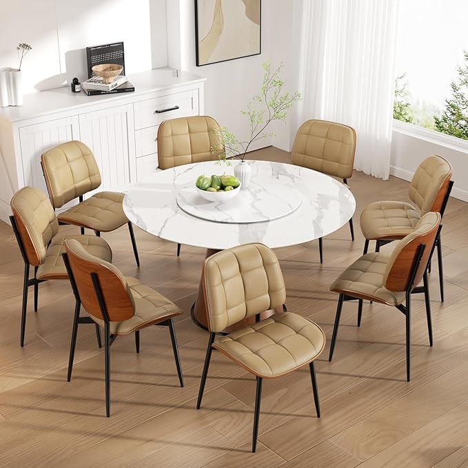 Dining Chairs Set of 6, Mid Century Modern Dining Room Chair, Upholstered Fau...