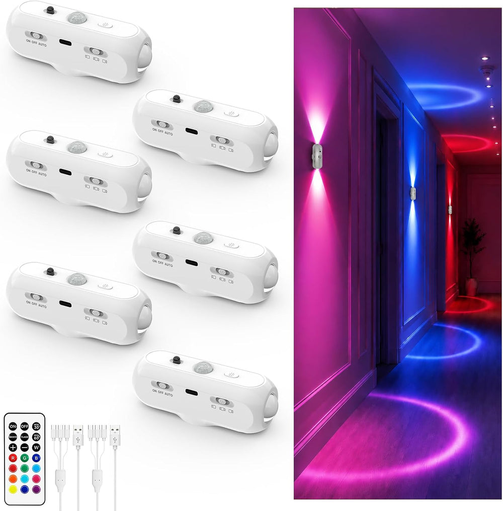 GOODEA RGB Wall Sconce, Rechargeable Motion Sensor Wall Light with Remote