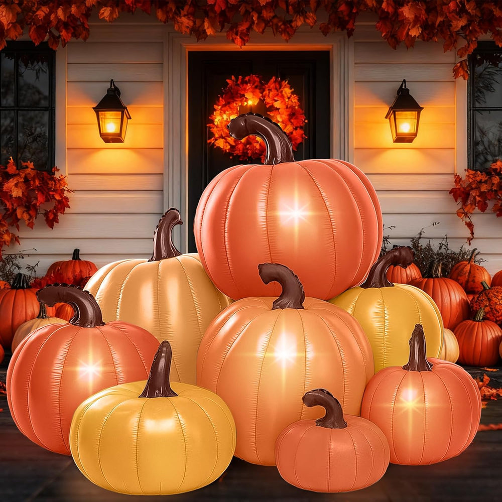 Leyndo 6 ft Tall Fall Stacked Pumpkin Inflatables Outdoor Decorations