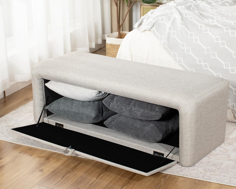 Homebeez 48" Storage Ottoman Bench with Side Opening, Large Ottoman with...