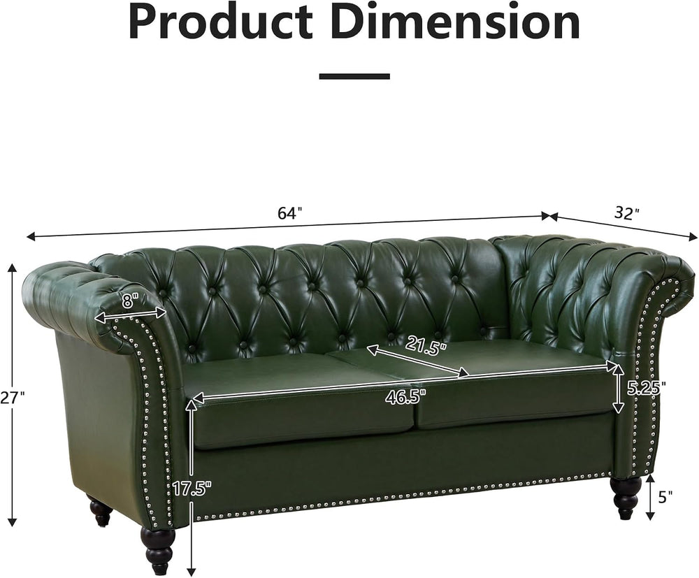 QHITTY Accent Sofa, Chesterfield Loveseat Modern Leather Couch Upholstered So...