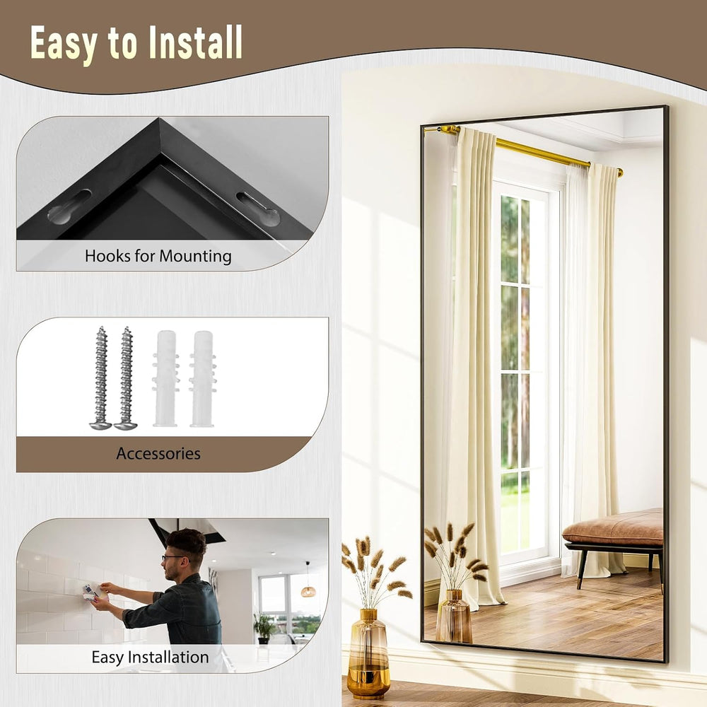 76"x34" Full Length Mirror Large Rectangle Full Body Mirror, Black
