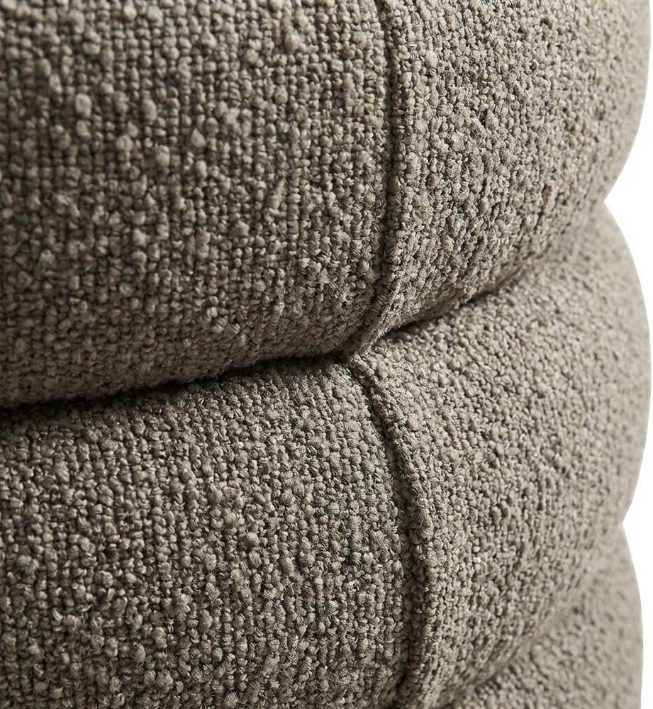 Gray Round Boucle Fabric Storage Ottoman, Indoor-Outdoor Seating, 17.3-Inch D...