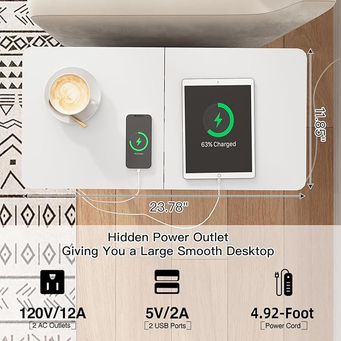 LIDYUK End Table with Charging Station, Narrow Side Table with Drawer and USB...