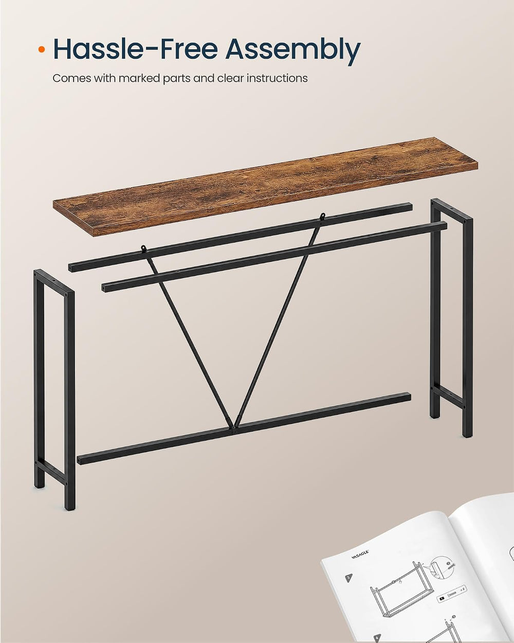 SONGMICS HOME Entryway Console Table, Behind Couch Table, for Living Room, Be...