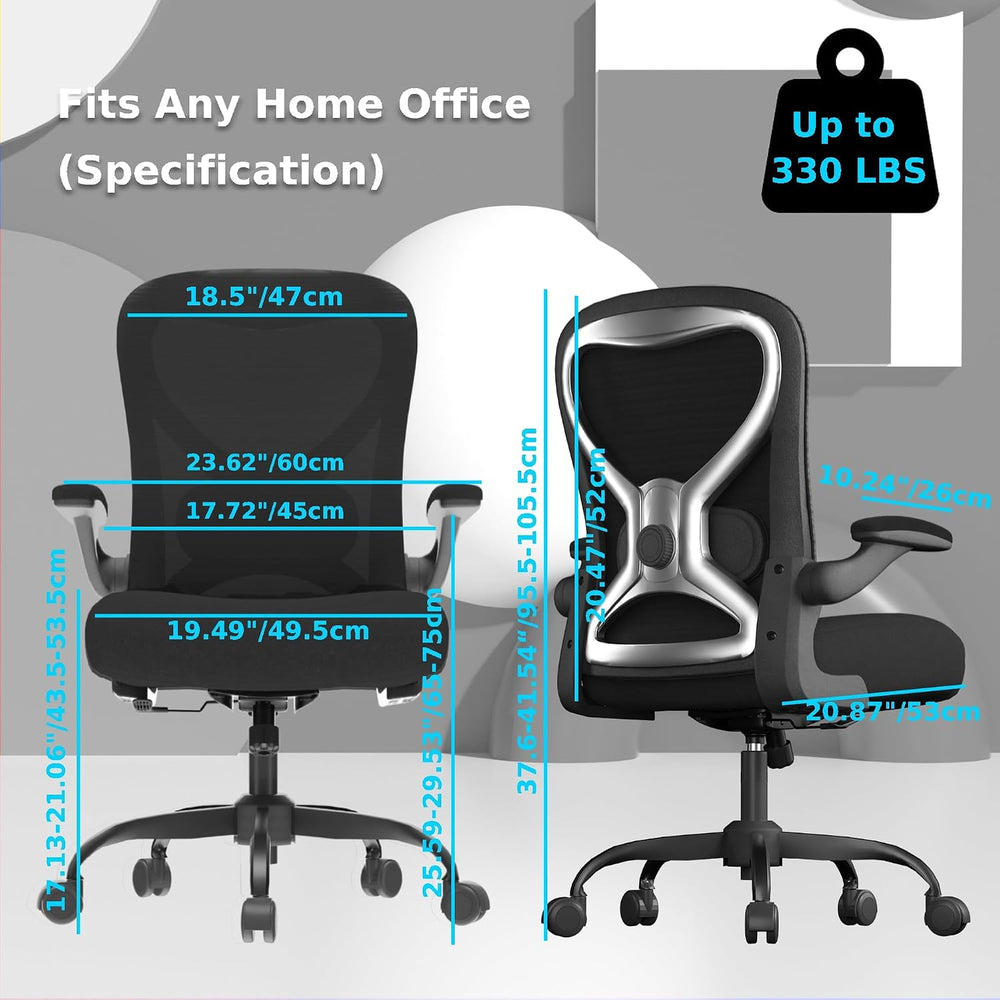 Ergonomic Home Office Chair, 4-Way Lumbar, Thick Cushion, 330LBS | Adjustable...