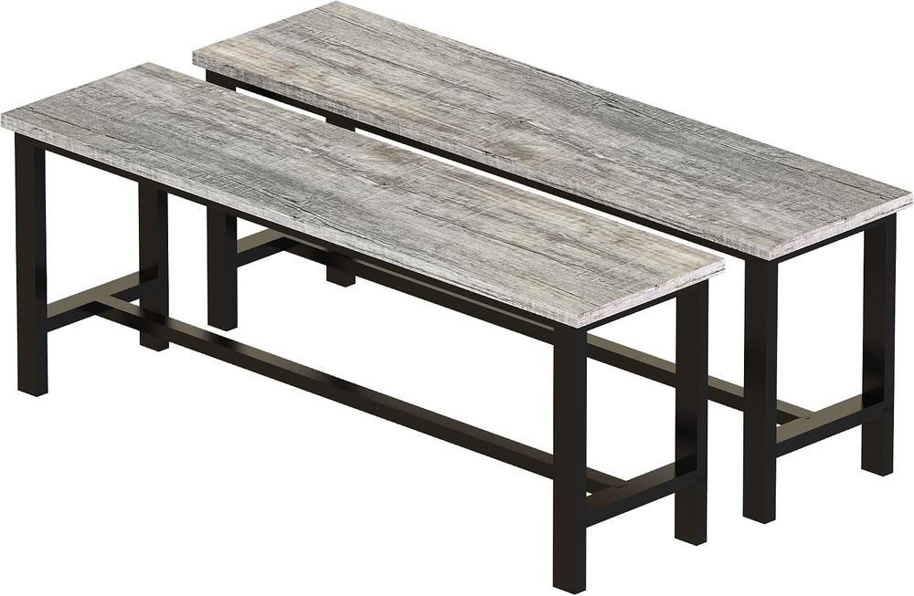 AWQM Dining Bench, Pair of 2, Table Bench, Thickened Steel Frame, Wood Bench,...