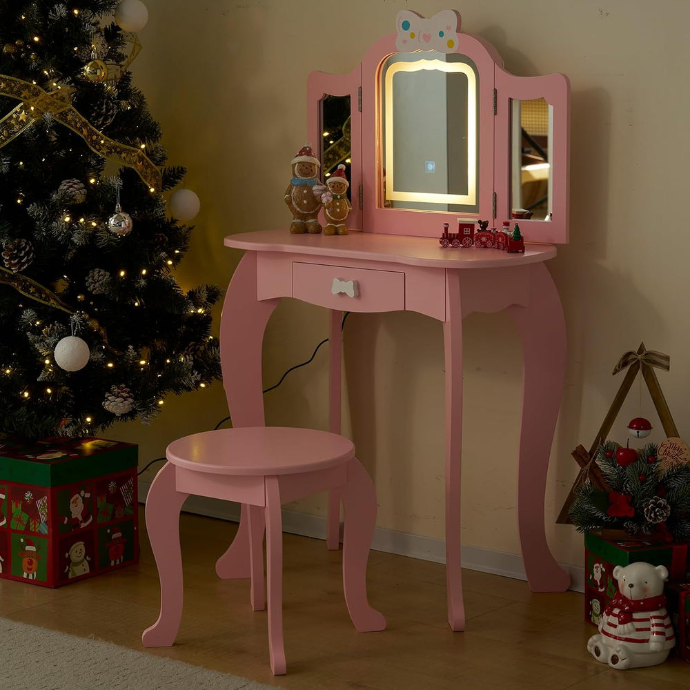 Vanity Set,ShyneeMakeup Dressing Vanity Set Wooden Princess Makeup Table with...