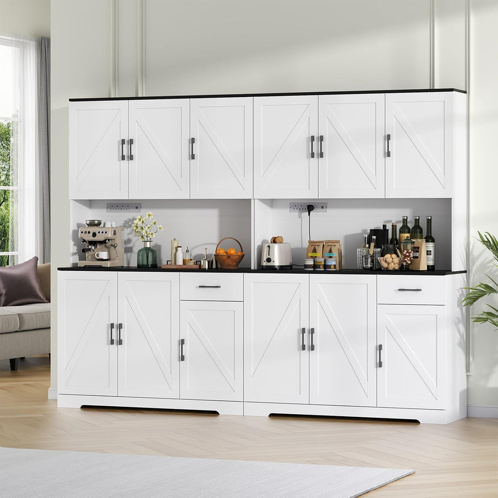 Gyfimoie 71’’ Farmhouse Kitchen Pantry Cabinet, Tall Storage Cabinet with Pow...