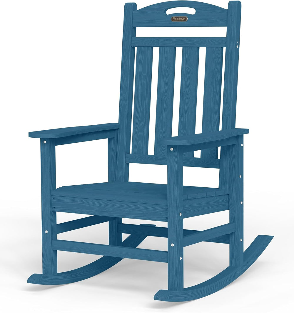 Outdoor Rocking Chair,HDPE Patio Rocking Chair,All Weather,Navy Blue
