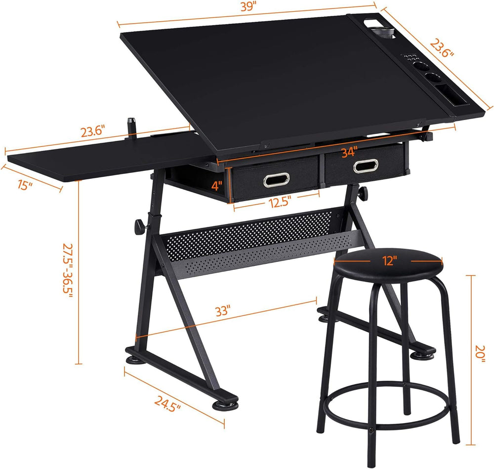 Topeakmart Drafting Table for Artists, Height Adjustable Drawing Draft Desk, ...