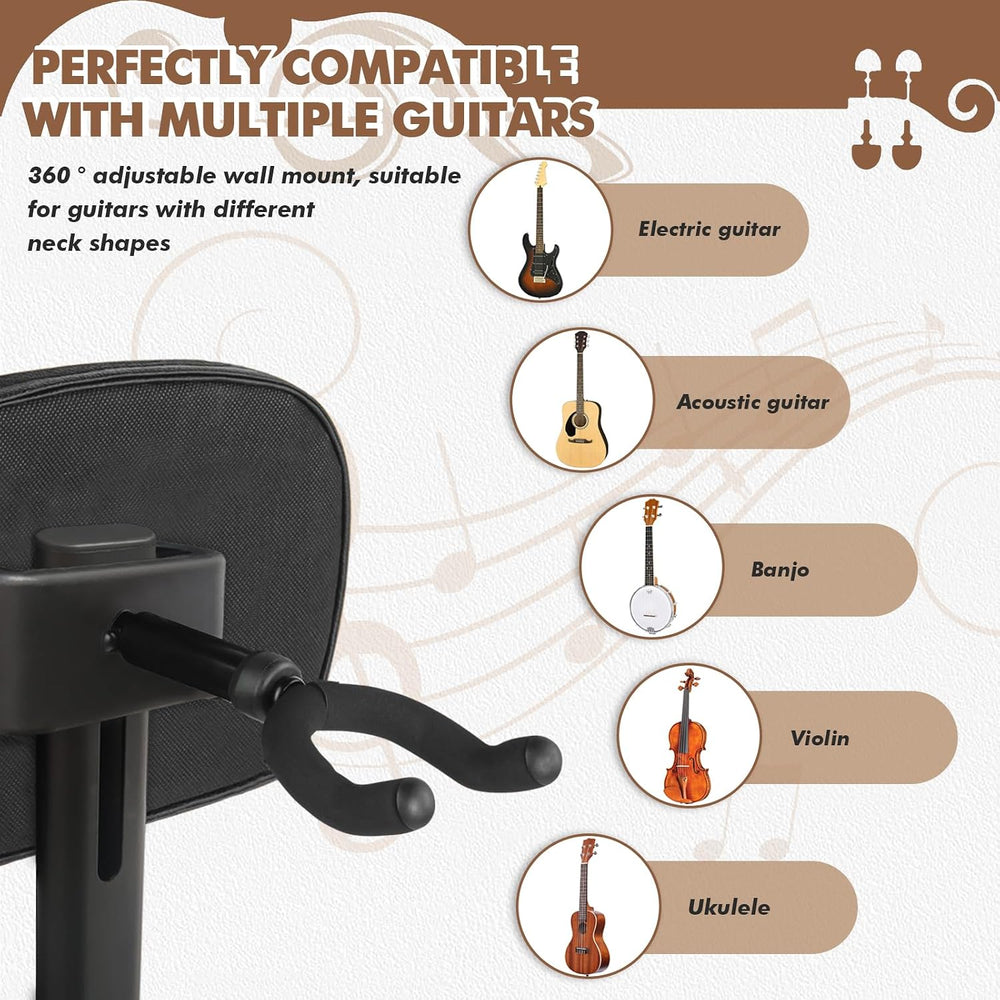 Saddle Guitar Stool with Back Support and Guitar Hanger, Height Adjustable Sa...