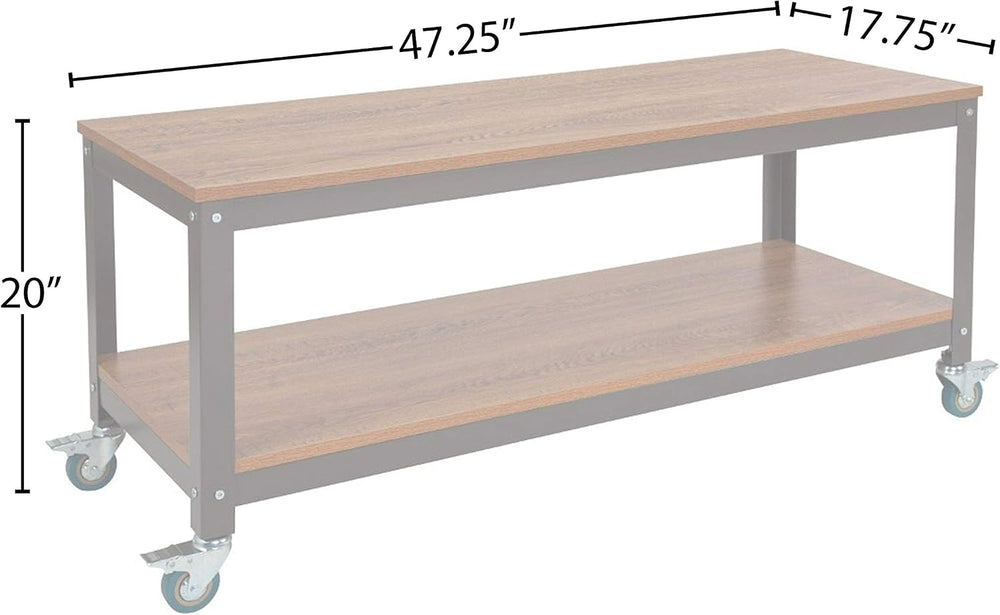 Flash Furniture Livingston Collection TV Stand in Brown Oak Wood Grain Finish...