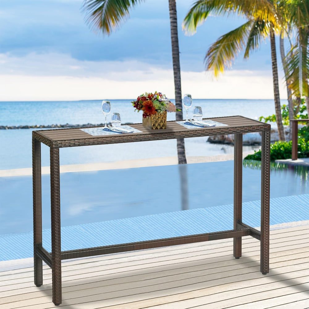 Outdoor Bar Table Patio Bar Height 55" Long Outdoor Console Table Hot Tu...
