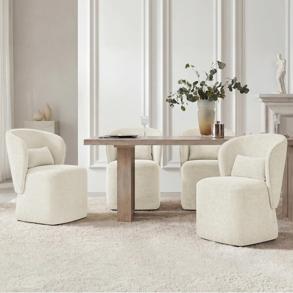 KISLOT Upholstered Dining Chairs with Wheels, Easy Assembly Stain Resistant F...