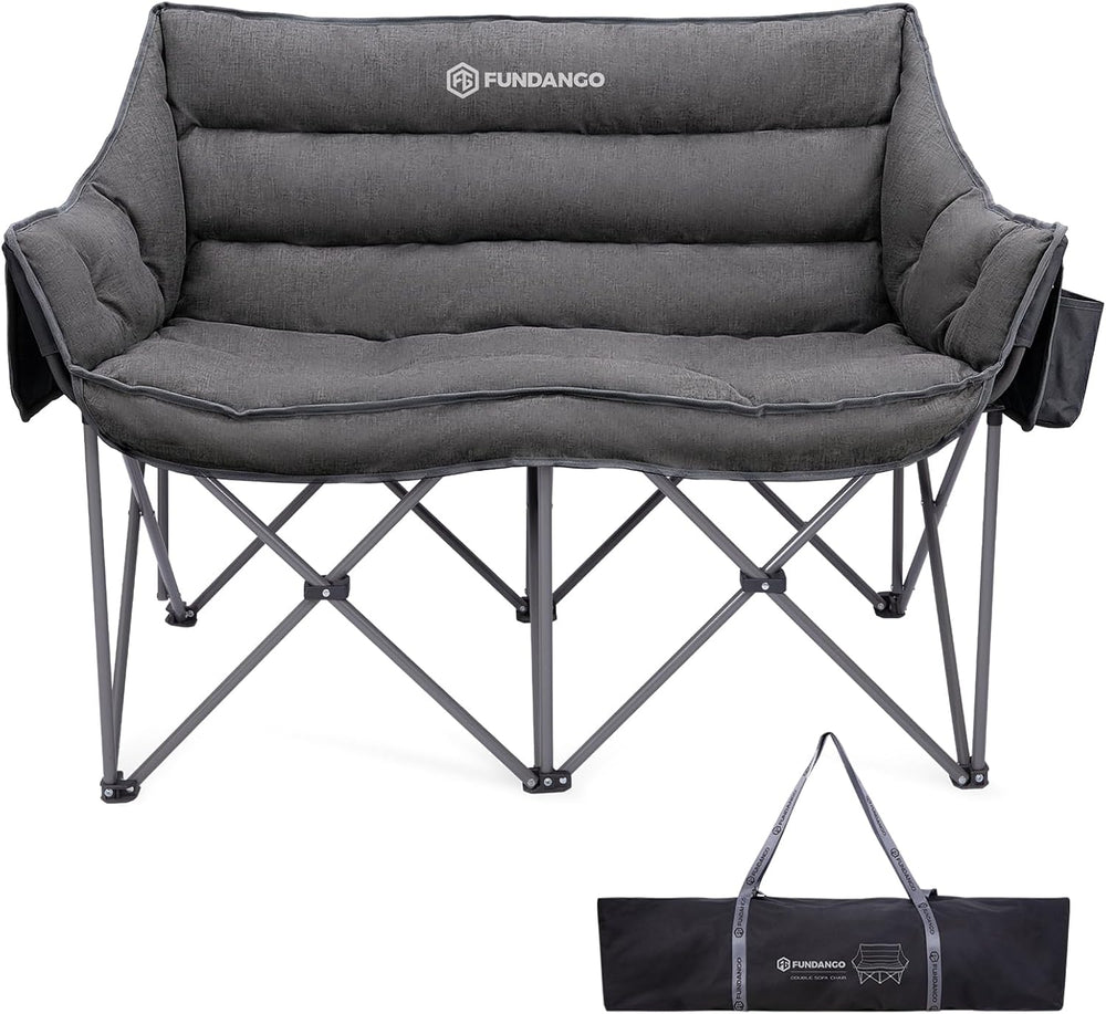 FUNDANGO Double Camping Chair, Oversized Padded Camping Loveseat for Adults, ...
