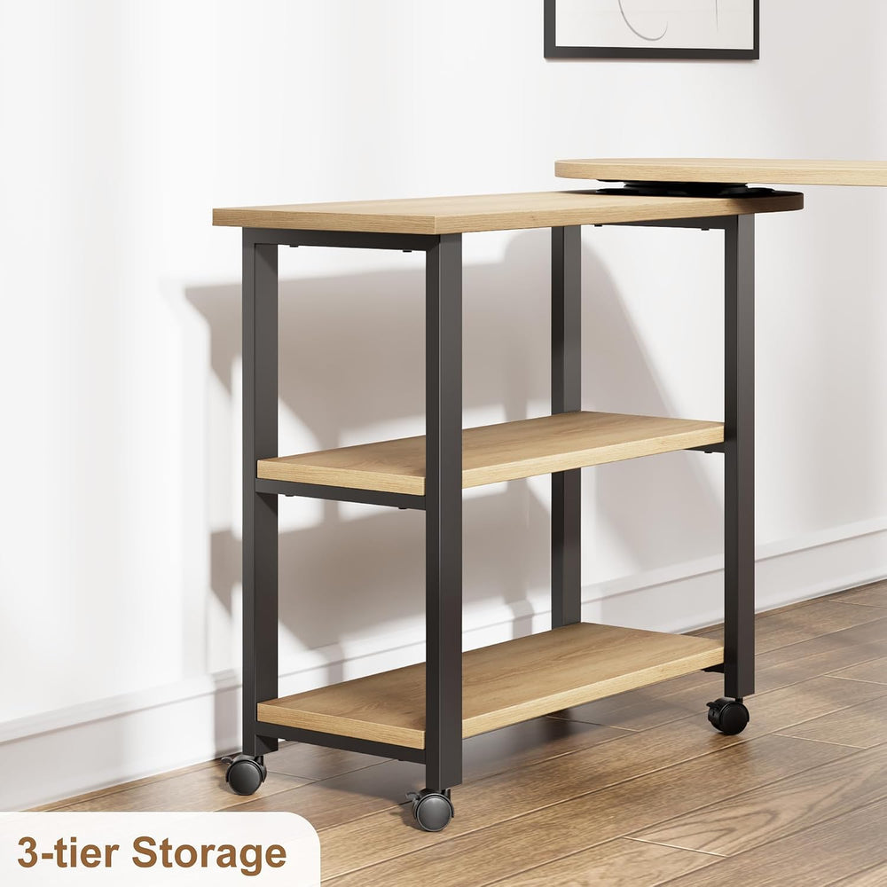 Takywep 360° Rotating Side Table with Storage, End Table with Charging Statio...
