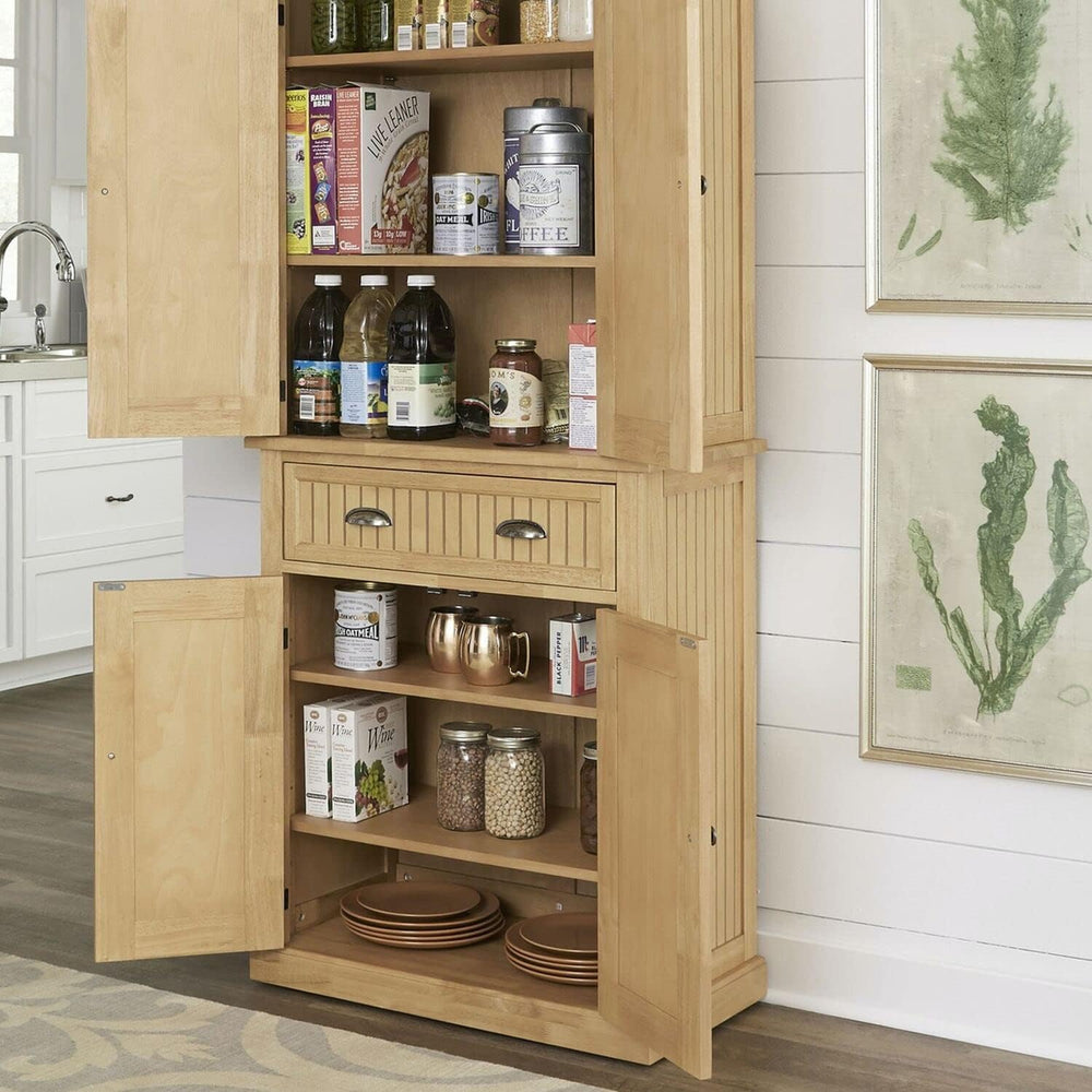 Homestyles Nantucket Natural Wood Pantry with Four Doors