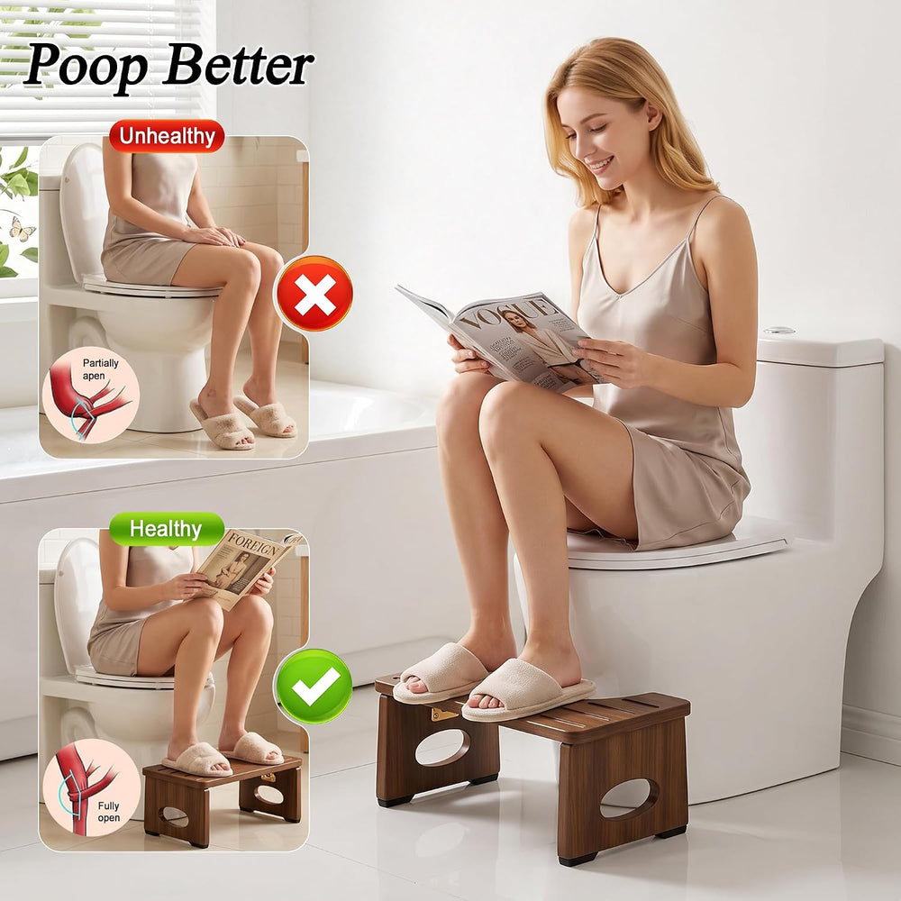 YOSE Squatting Potty for Adults, Foldable Bamboo Toilet Stool Squat Adult (Da...