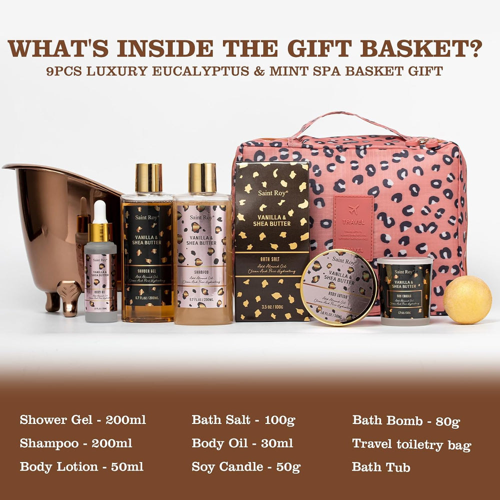Warm Vanilla Spa Gifts for Women, Spa Bath & Body Gift Basket Skin Care Kit