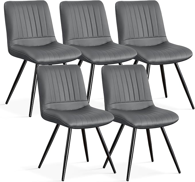 Dining Chairs Set of 5, Modern Dining Chairs with Thick Cushions, PU Leather ...