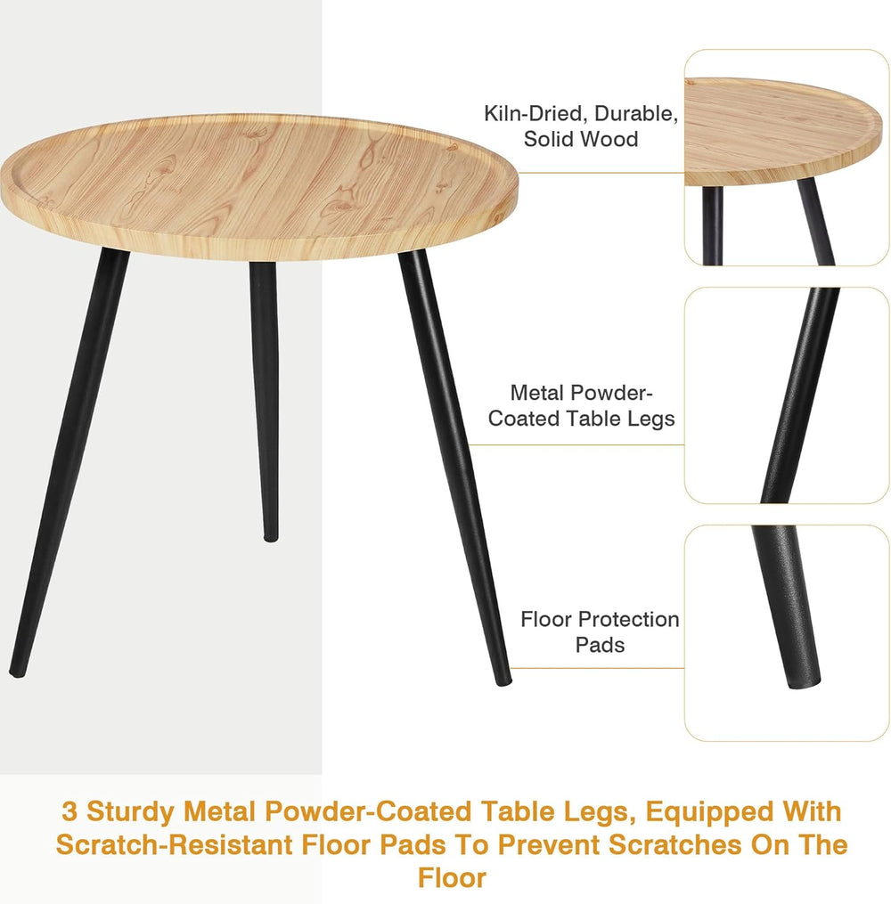 VECELO Modern Side Table, Round Small End Table, Exclusively Designed Hand-Cr...